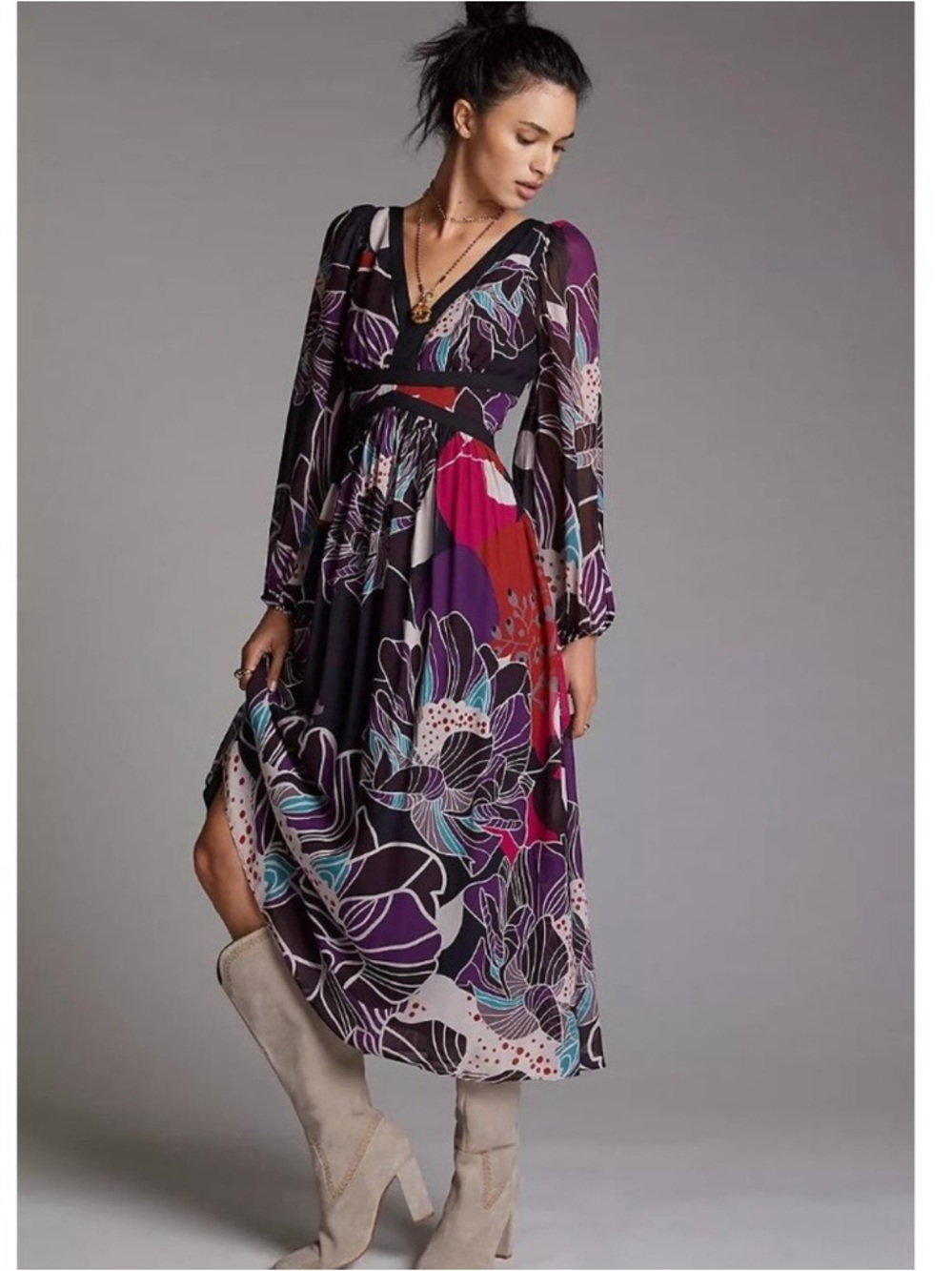 Anthropologie Let Me Be Floral Midi Dress XXSP